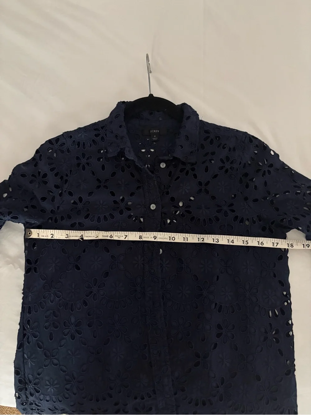 J. Crew Navy Floral Eyelet Button-Down Shirt